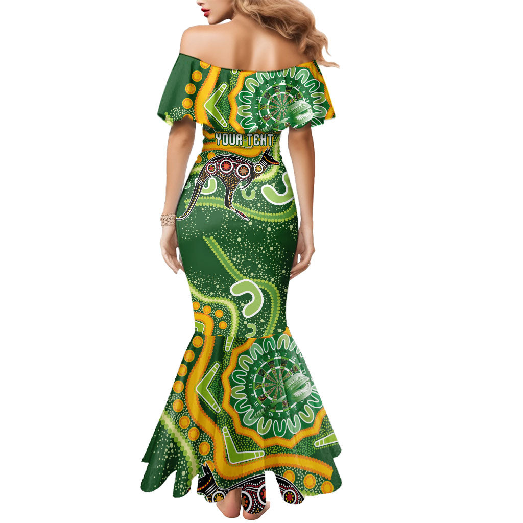 Australia Darts Personalised Mermaid Dress Aboriginal Dot Art Boomerang Indigenous Style Graphic