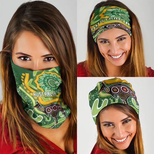 Australia Darts Neck Gaiter Aboriginal Dot Art Boomerang Indigenous Style Graphic