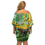 Australia Darts Personalised Off Shoulder Short Dress Aboriginal Dot Art Boomerang Indigenous Style Graphic