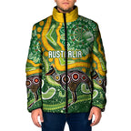 Australia Darts Personalised Padded Jacket Aboriginal Dot Art Boomerang Indigenous Style Graphic