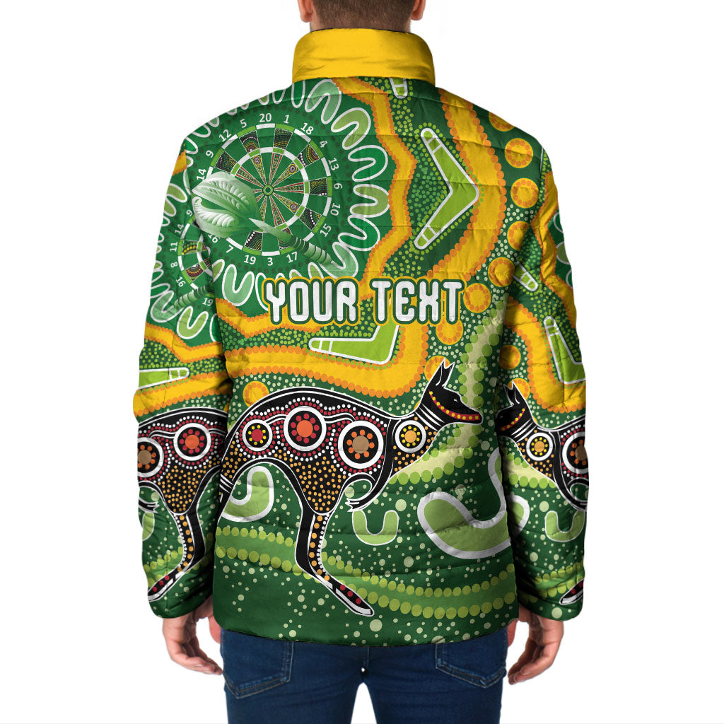 Australia Darts Personalised Padded Jacket Aboriginal Dot Art Boomerang Indigenous Style Graphic