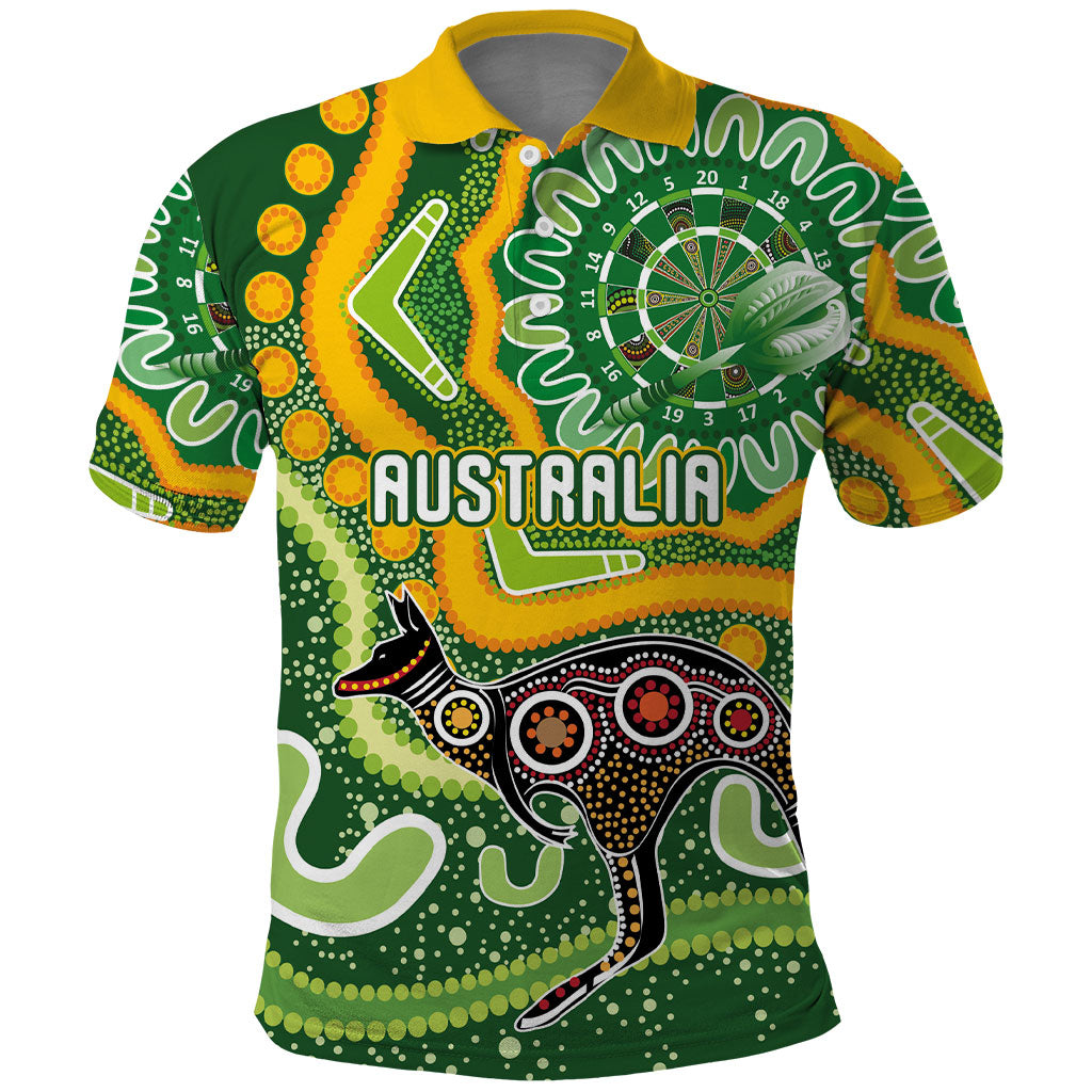 Australia Darts Personalised Polo Shirt Aboriginal Dot Art Boomerang Indigenous Style Graphic