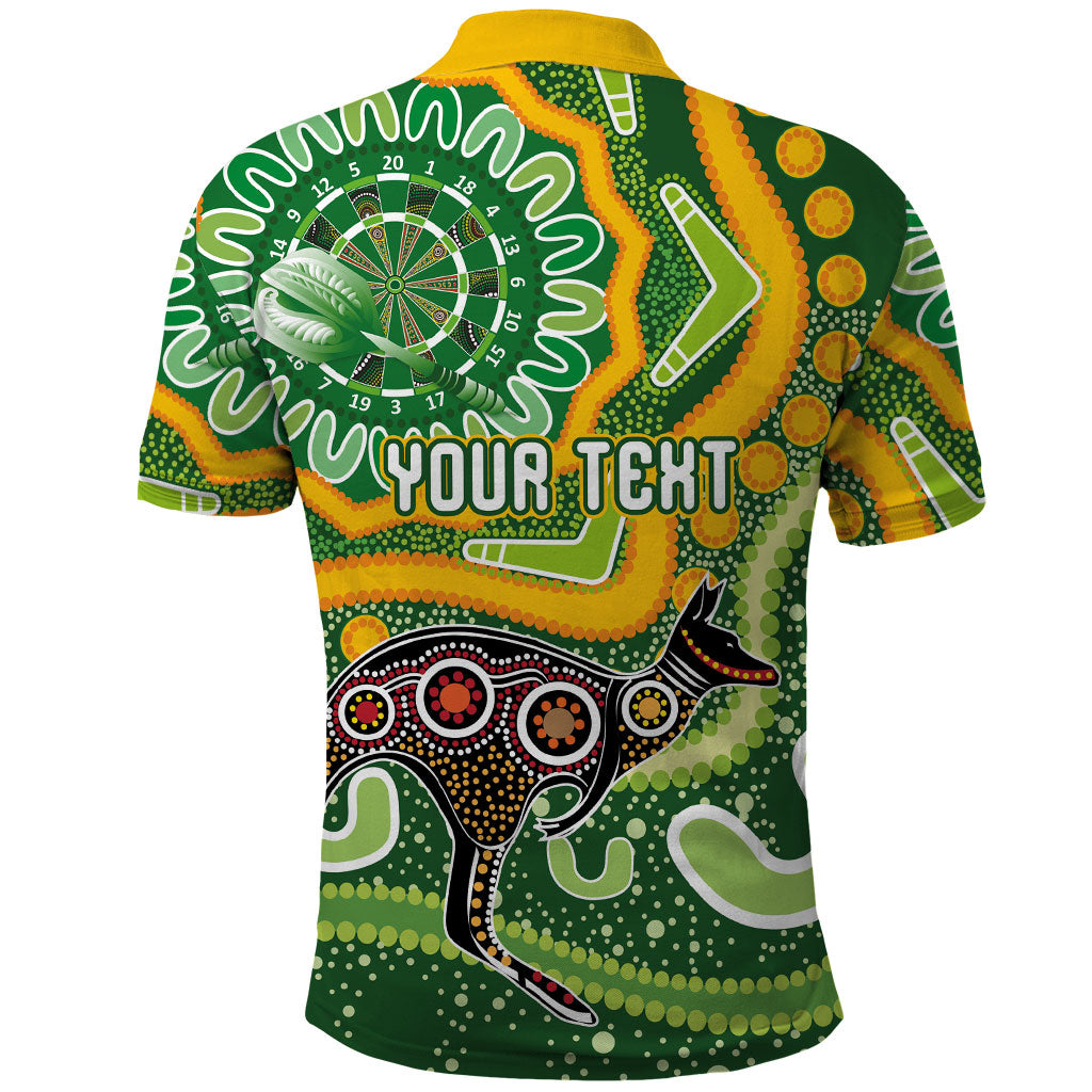 Australia Darts Personalised Polo Shirt Aboriginal Dot Art Boomerang Indigenous Style Graphic