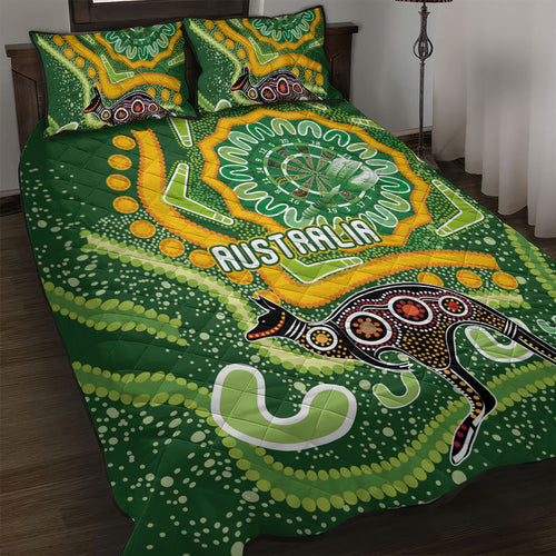 Australia Darts Quilt Bed Set Aboriginal Dot Art Boomerang Indigenous Style Graphic