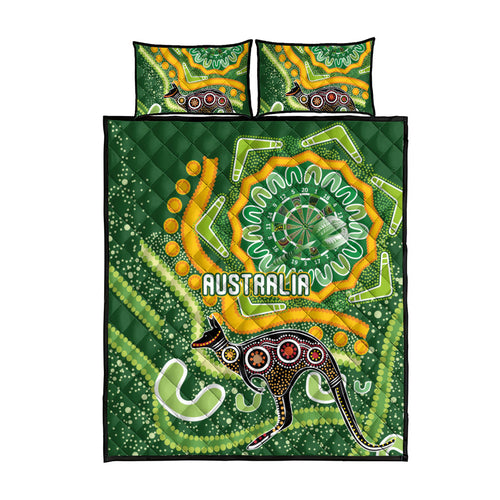 Australia Darts Quilt Bed Set Aboriginal Dot Art Boomerang Indigenous Style Graphic