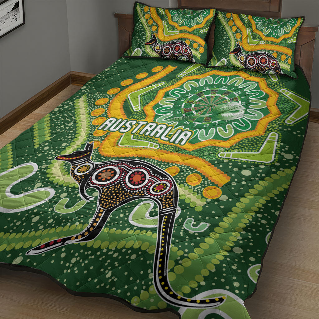 Australia Darts Quilt Bed Set Aboriginal Dot Art Boomerang Indigenous Style Graphic