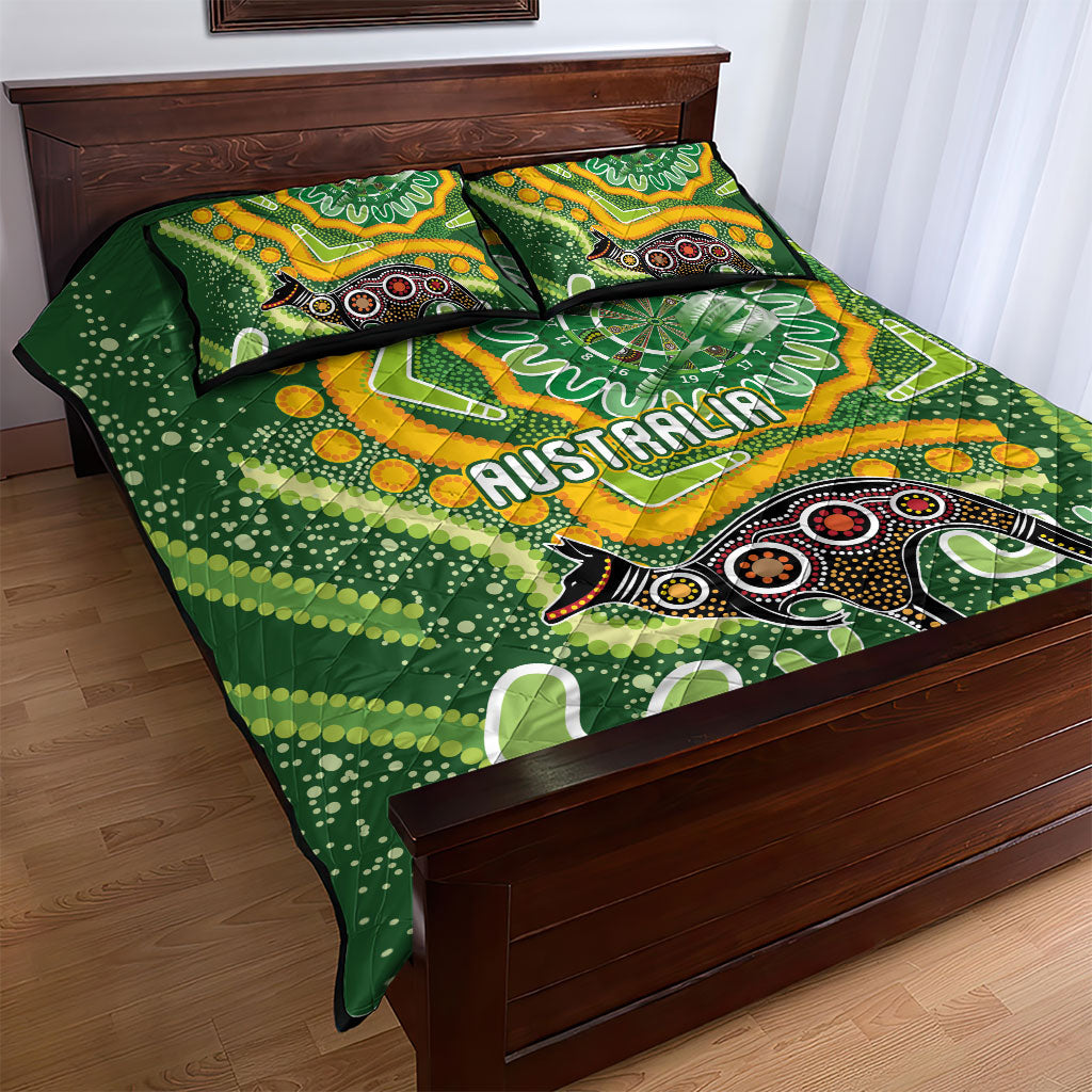 Australia Darts Quilt Bed Set Aboriginal Dot Art Boomerang Indigenous Style Graphic