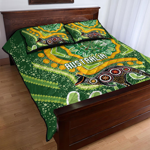Australia Darts Quilt Bed Set Aboriginal Dot Art Boomerang Indigenous Style Graphic