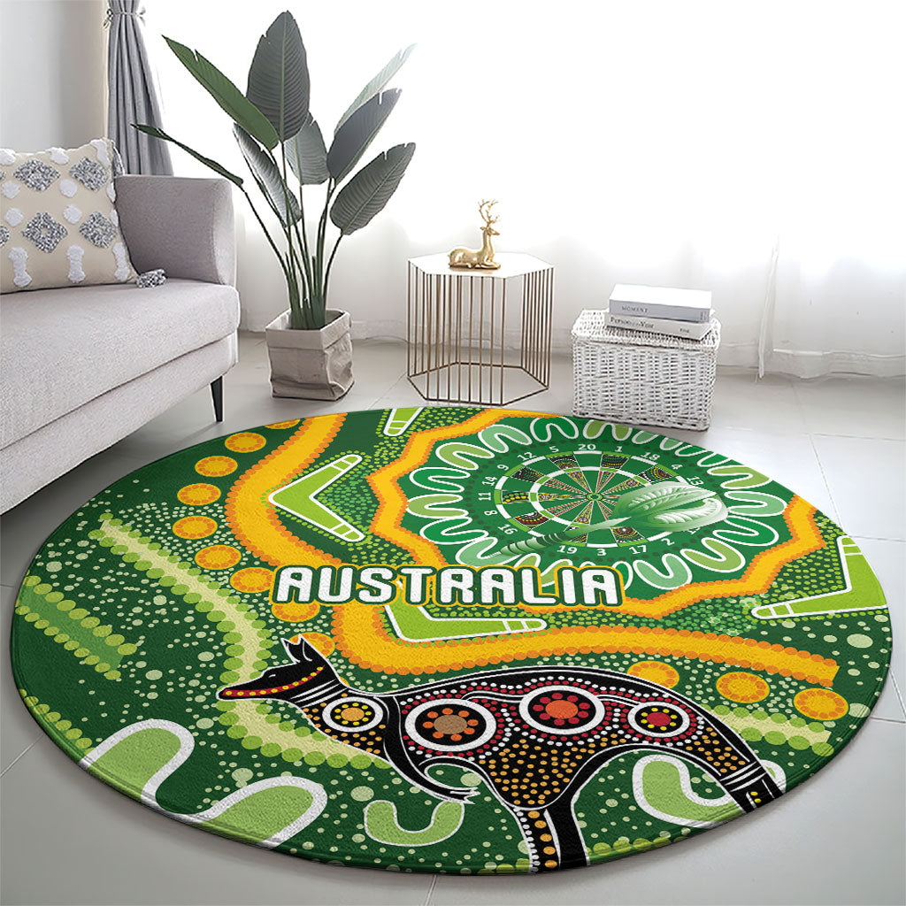Australia Darts Round Carpet Aboriginal Dot Art Boomerang Indigenous Style Graphic