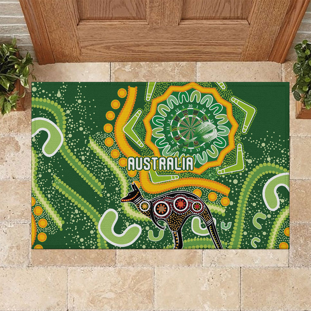 Australia Darts Rubber Doormat Aboriginal Dot Art Boomerang Indigenous Style Graphic