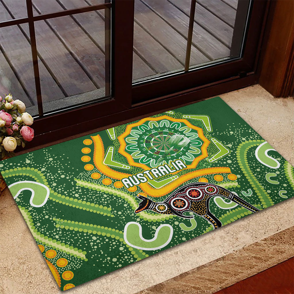 Australia Darts Rubber Doormat Aboriginal Dot Art Boomerang Indigenous Style Graphic