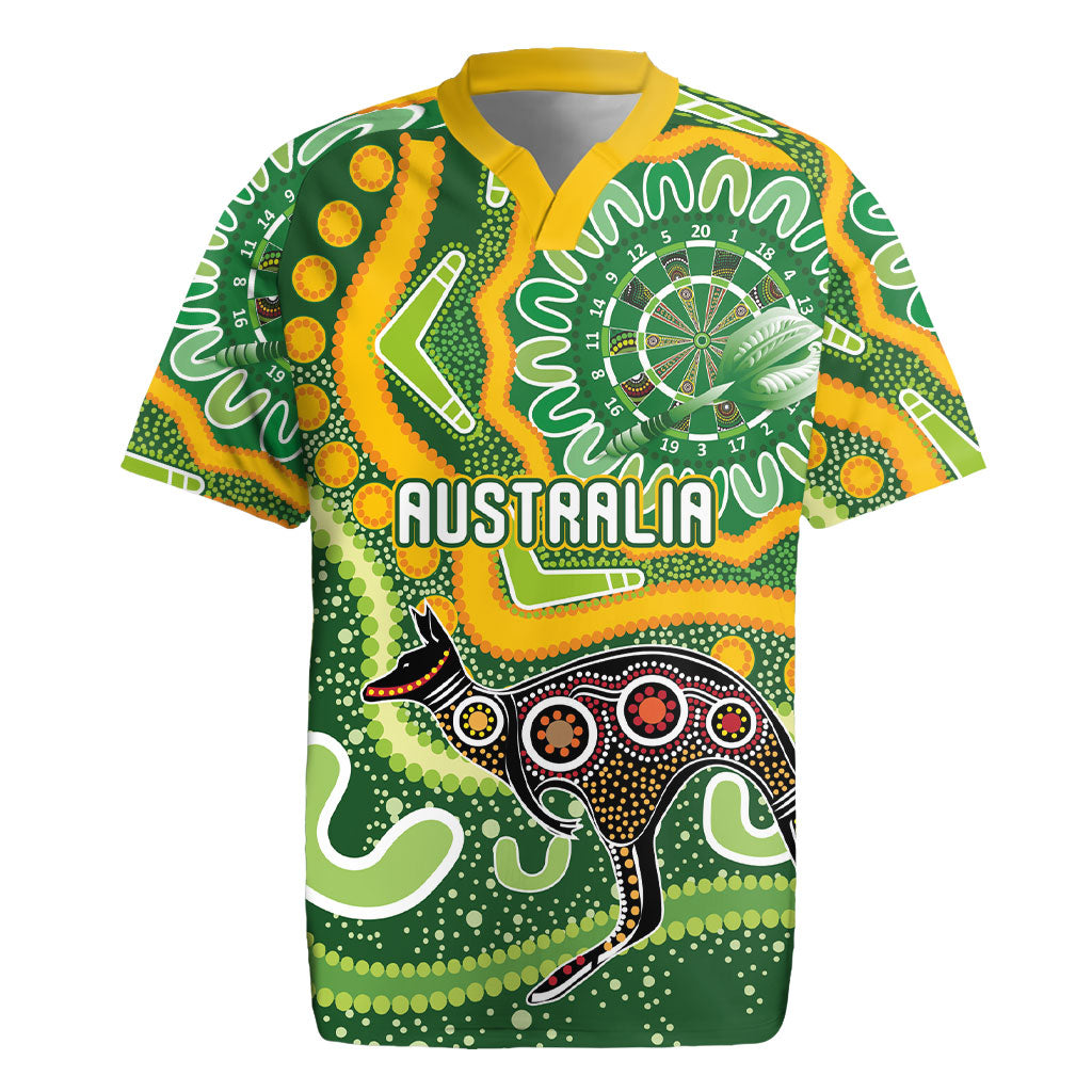 Australia Darts Personalised Rugby Jersey Aboriginal Dot Art Boomerang Indigenous Style Graphic