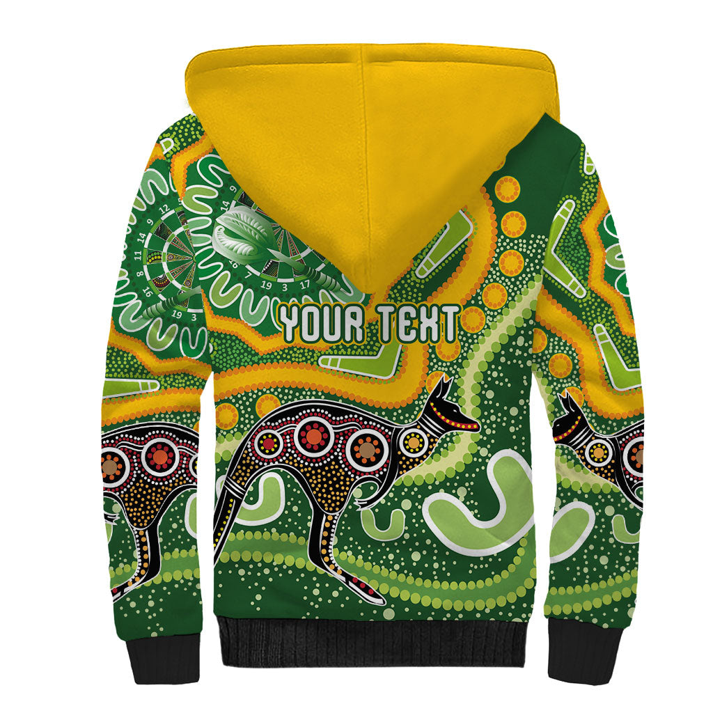 Australia Darts Personalised Sherpa Hoodie Aboriginal Dot Art Boomerang Indigenous Style Graphic
