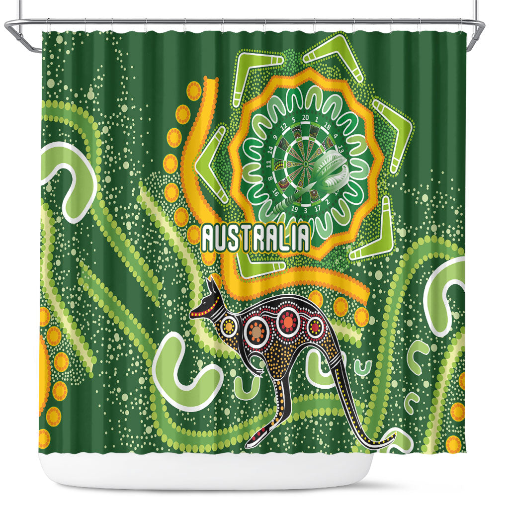 Australia Darts Shower Curtain Aboriginal Dot Art Boomerang Indigenous Style Graphic