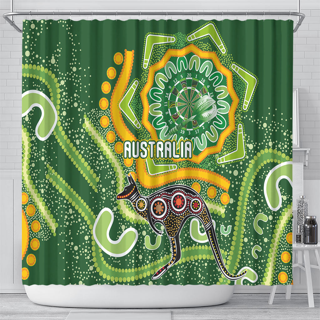 Australia Darts Shower Curtain Aboriginal Dot Art Boomerang Indigenous Style Graphic