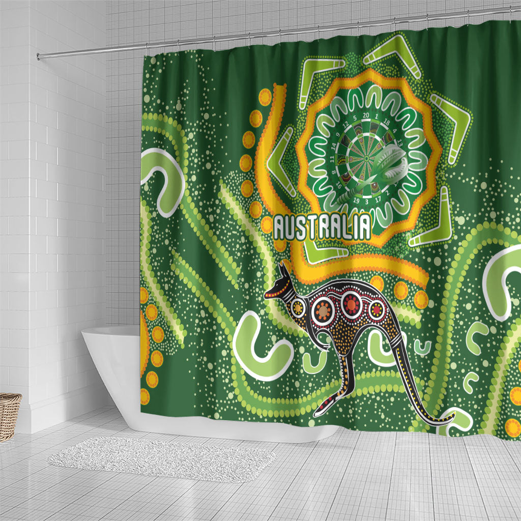 Australia Darts Shower Curtain Aboriginal Dot Art Boomerang Indigenous Style Graphic