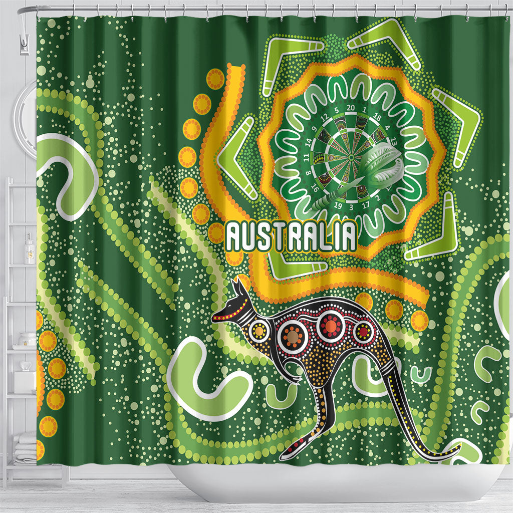 Australia Darts Shower Curtain Aboriginal Dot Art Boomerang Indigenous Style Graphic