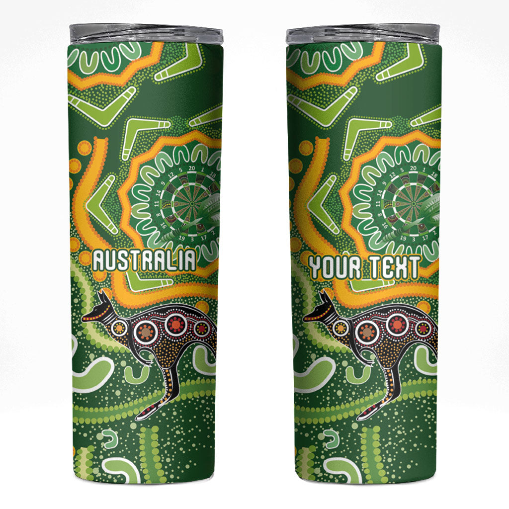 Australia Darts Personalised Skinny Tumbler Aboriginal Dot Art Boomerang Indigenous Style Graphic