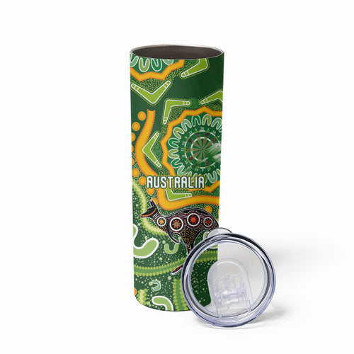 Australia Darts Personalised Skinny Tumbler Aboriginal Dot Art Boomerang Indigenous Style Graphic