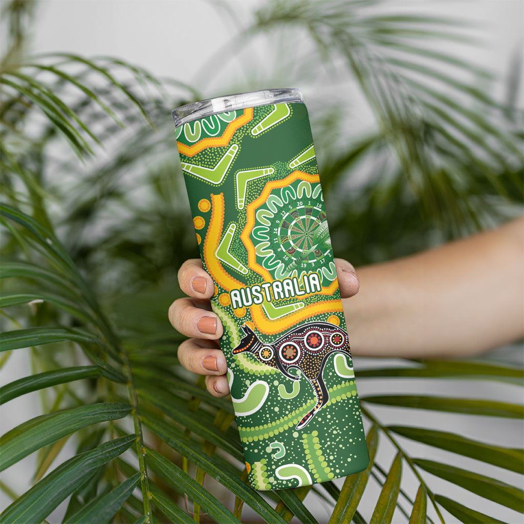 Australia Darts Personalised Skinny Tumbler Aboriginal Dot Art Boomerang Indigenous Style Graphic