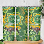 Australia Darts Personalised Skinny Tumbler Aboriginal Dot Art Boomerang Indigenous Style Graphic