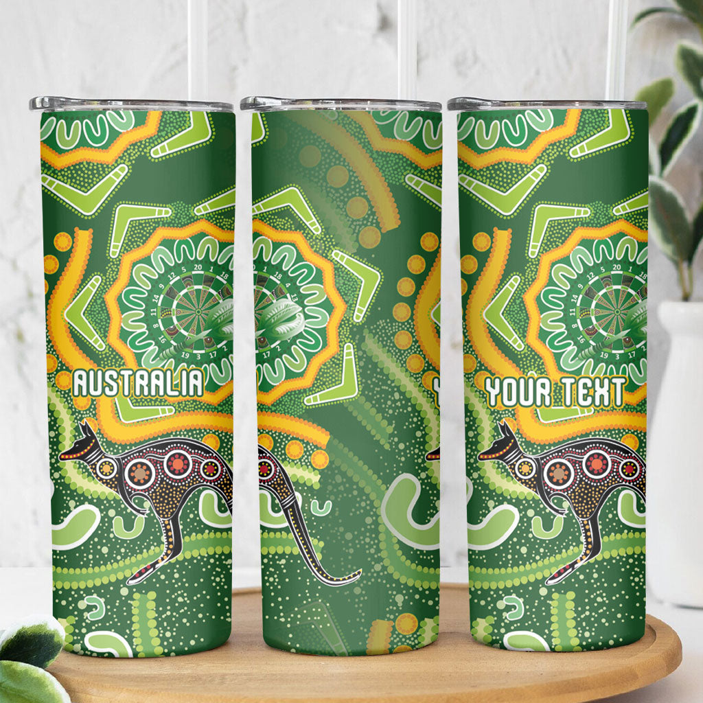 Australia Darts Personalised Skinny Tumbler Aboriginal Dot Art Boomerang Indigenous Style Graphic