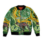 Australia Darts Personalised Sleeve Zip Bomber Jacket Aboriginal Dot Art Boomerang Indigenous Style Graphic