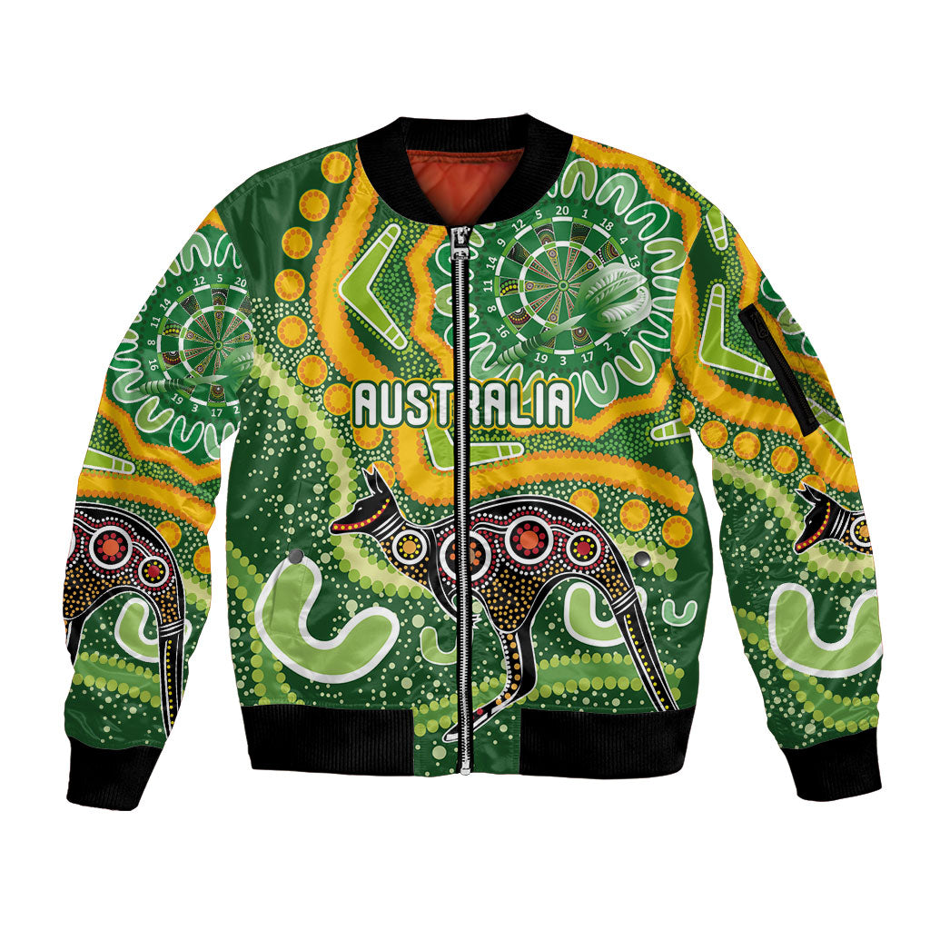 Australia Darts Personalised Sleeve Zip Bomber Jacket Aboriginal Dot Art Boomerang Indigenous Style Graphic