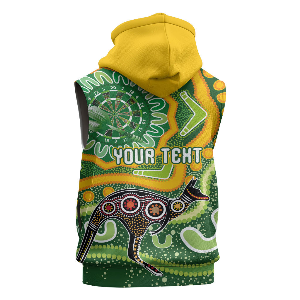 Australia Darts Personalised Sleeveless Zip Hoodie Aboriginal Dot Art Boomerang Indigenous Style Graphic