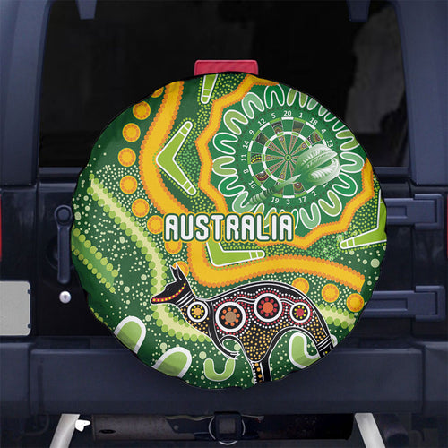 Australia Darts Spare Tire Cover Aboriginal Dot Art Boomerang Indigenous Style Graphic
