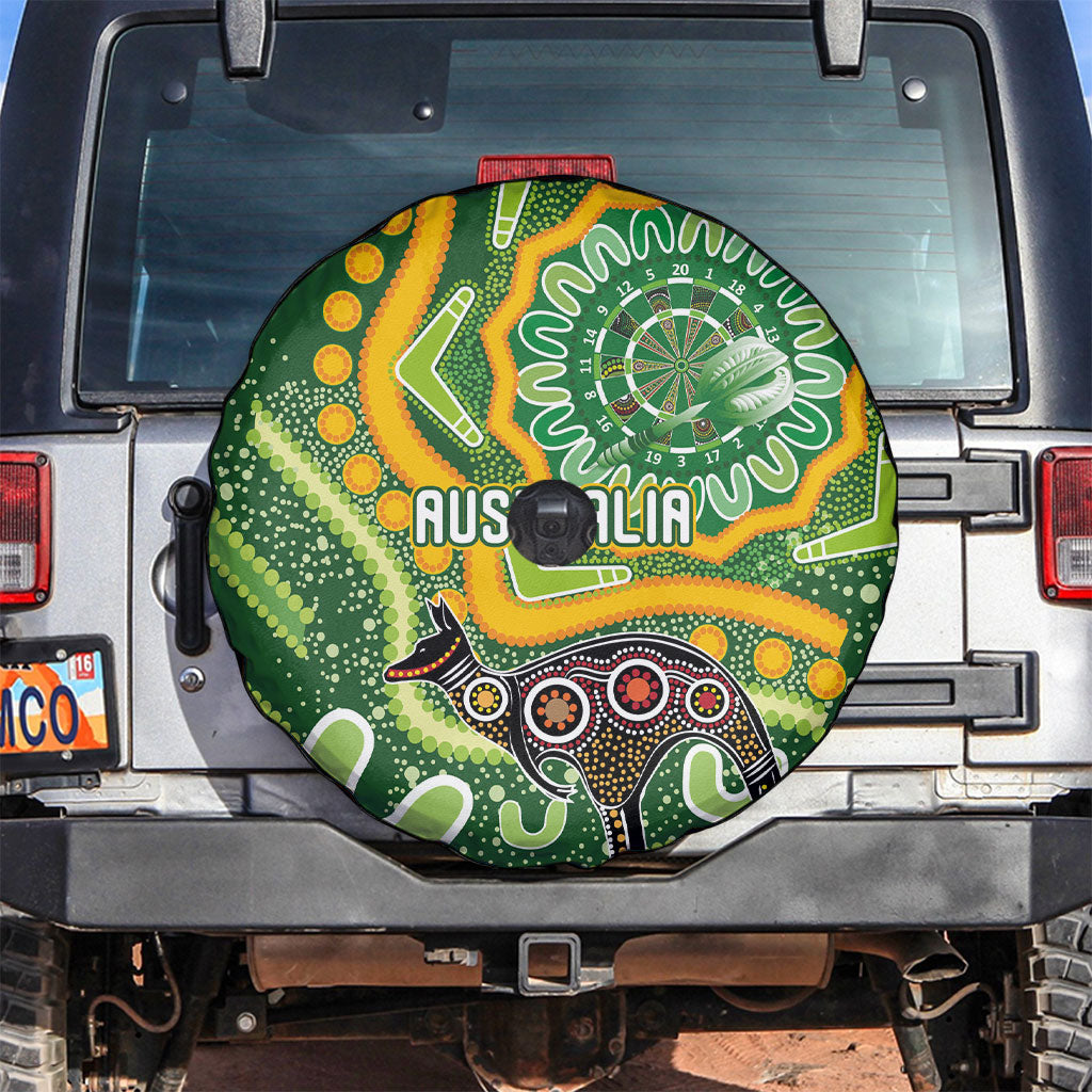 Australia Darts Spare Tire Cover Aboriginal Dot Art Boomerang Indigenous Style Graphic