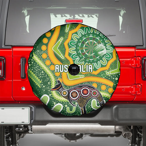 Australia Darts Spare Tire Cover Aboriginal Dot Art Boomerang Indigenous Style Graphic