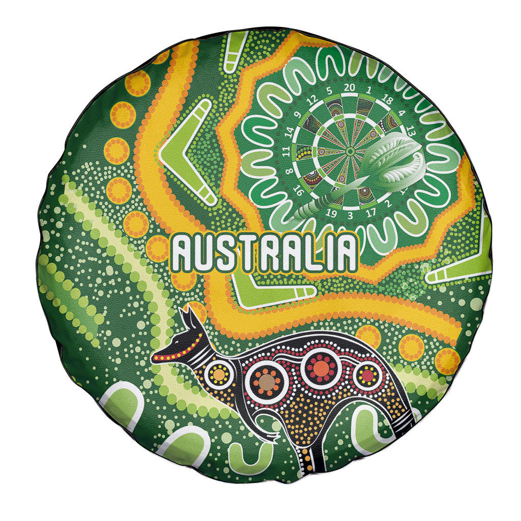 Australia Darts Spare Tire Cover Aboriginal Dot Art Boomerang Indigenous Style Graphic