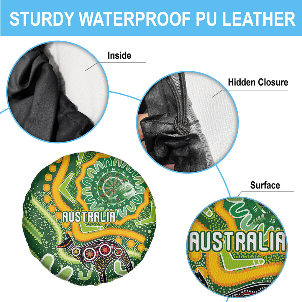 Australia Darts Spare Tire Cover Aboriginal Dot Art Boomerang Indigenous Style Graphic