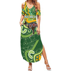 Australia Darts Personalised Summer Maxi Dress Aboriginal Dot Art Boomerang Indigenous Style Graphic