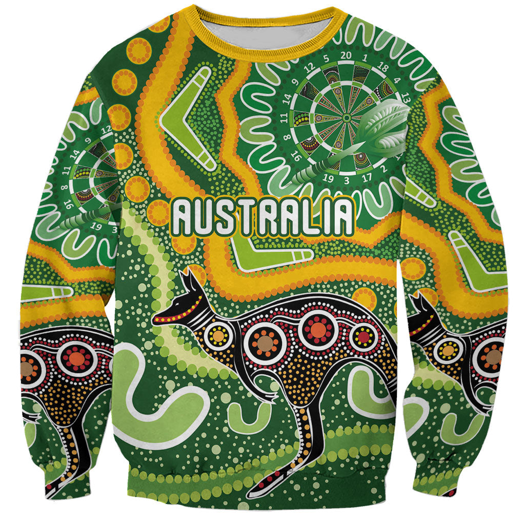 Australia Darts Personalised Sweatshirt Aboriginal Dot Art Boomerang Indigenous Style Graphic