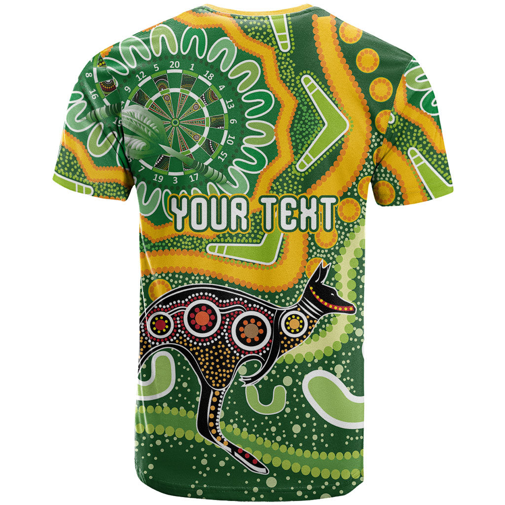 Australia Darts Personalised T Shirt Aboriginal Dot Art Boomerang Indigenous Style Graphic