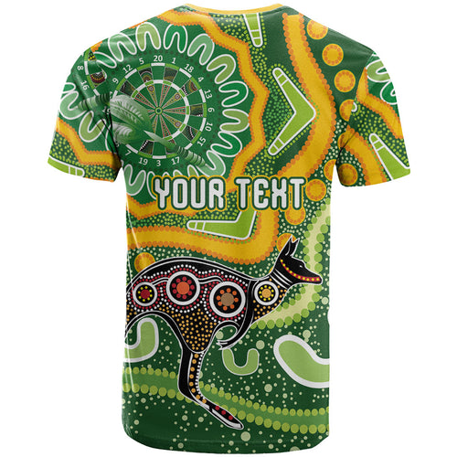 Australia Darts Personalised T Shirt Aboriginal Dot Art Boomerang Indigenous Style Graphic