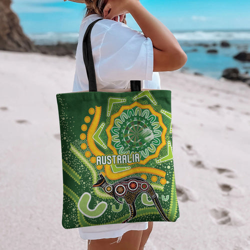 Australia Darts Tote Bag Aboriginal Dot Art Boomerang Indigenous Style Graphic