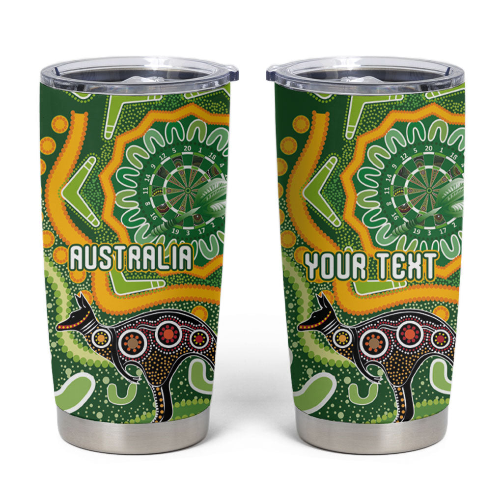 Australia Darts Personalised Tumbler Cup Aboriginal Dot Art Boomerang Indigenous Style Graphic