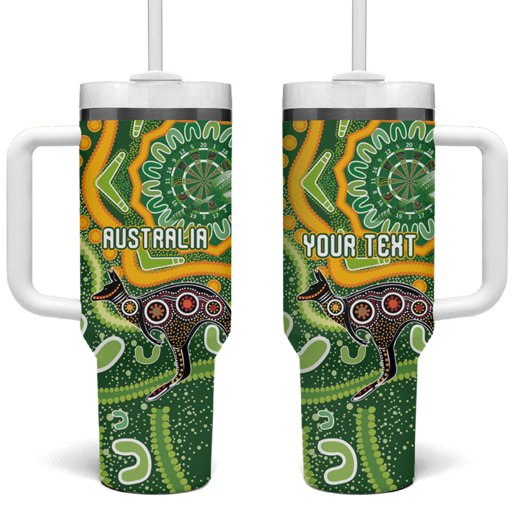 Australia Darts Personalised Tumbler With Handle Aboriginal Dot Art Boomerang Indigenous Style Graphic