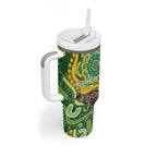 Australia Darts Personalised Tumbler With Handle Aboriginal Dot Art Boomerang Indigenous Style Graphic