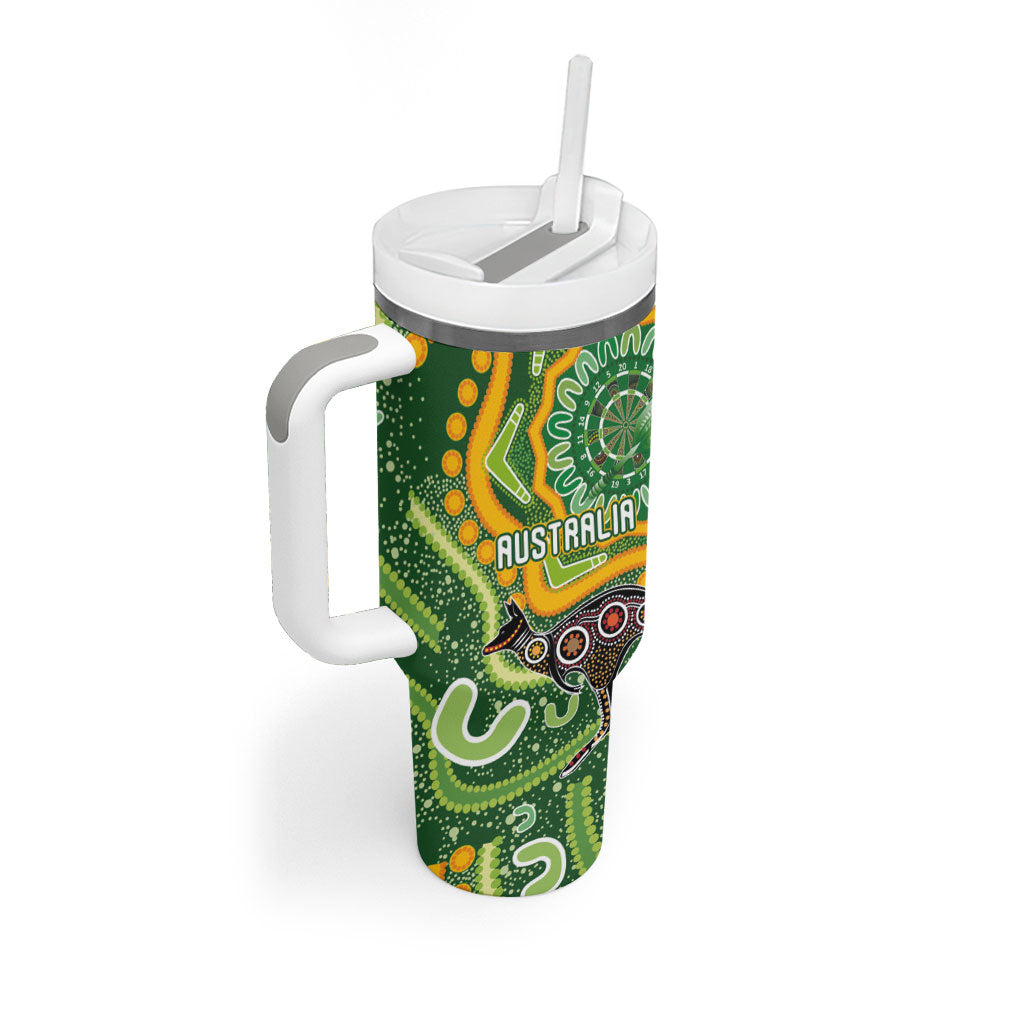 Australia Darts Personalised Tumbler With Handle Aboriginal Dot Art Boomerang Indigenous Style Graphic