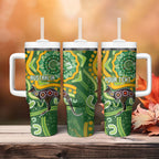 Australia Darts Personalised Tumbler With Handle Aboriginal Dot Art Boomerang Indigenous Style Graphic