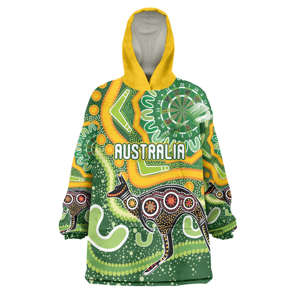Australia Darts Personalised Wearable Blanket Hoodie Aboriginal Dot Art Boomerang Indigenous Style Graphic