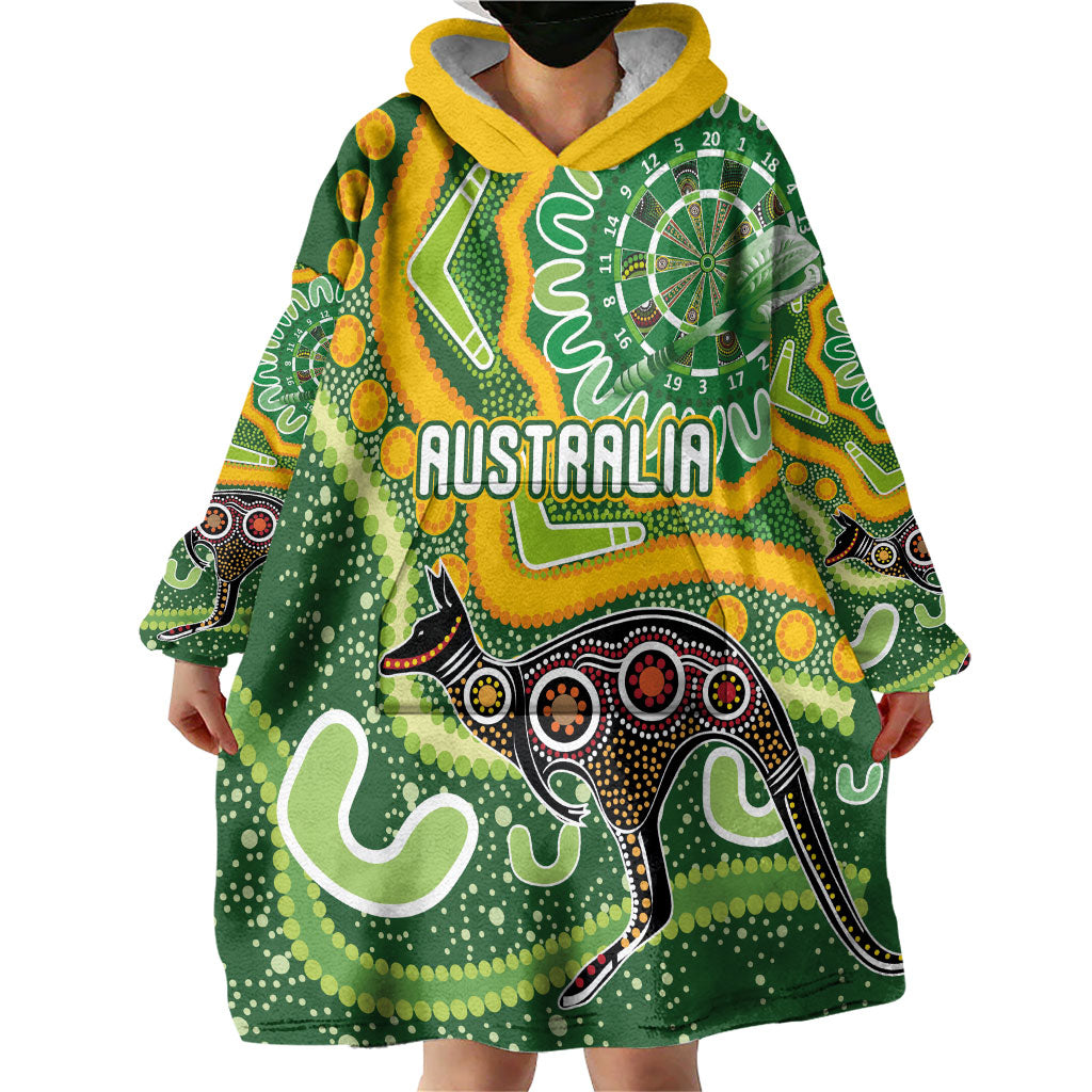 Australia Darts Personalised Wearable Blanket Hoodie Aboriginal Dot Art Boomerang Indigenous Style Graphic