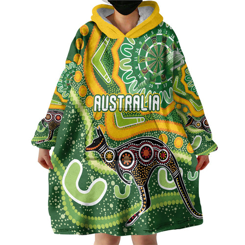 Australia Darts Personalised Wearable Blanket Hoodie Aboriginal Dot Art Boomerang Indigenous Style Graphic