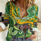 Australia Darts Personalised Women Casual Shirt Aboriginal Dot Art Boomerang Indigenous Style Graphic