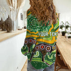 Australia Darts Personalised Women Casual Shirt Aboriginal Dot Art Boomerang Indigenous Style Graphic