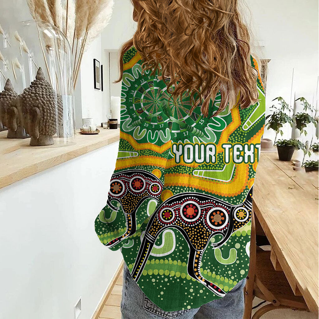 Australia Darts Personalised Women Casual Shirt Aboriginal Dot Art Boomerang Indigenous Style Graphic